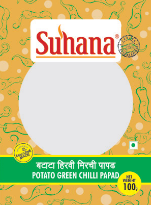 Suhana Green Chilli Potato Papad (MM) 100g Pouch