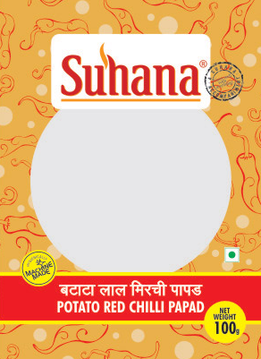 Suhana Red Chilli Potato Papad (MM) 100g Pouch